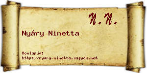 Nyáry Ninetta névjegykártya